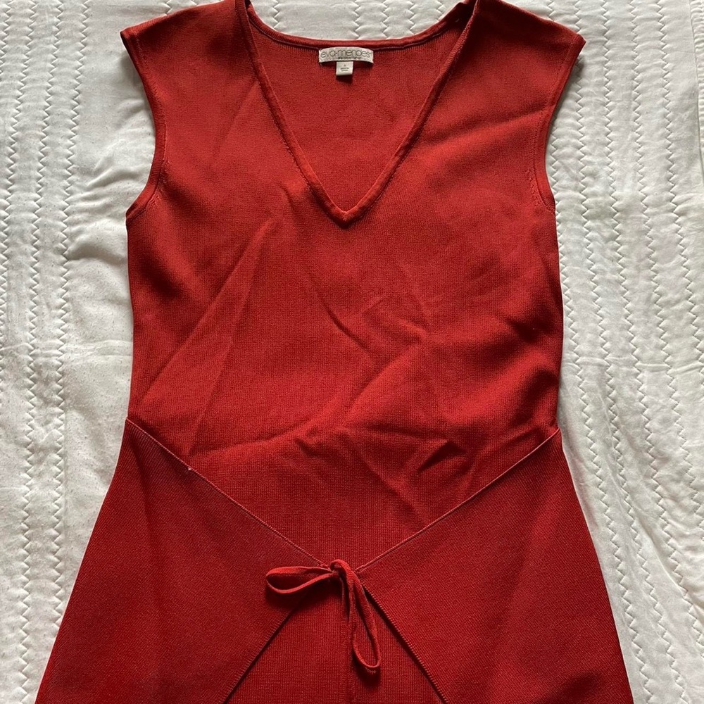 Burnt Orange EVA MENDES Dress w/ Tie design on the front